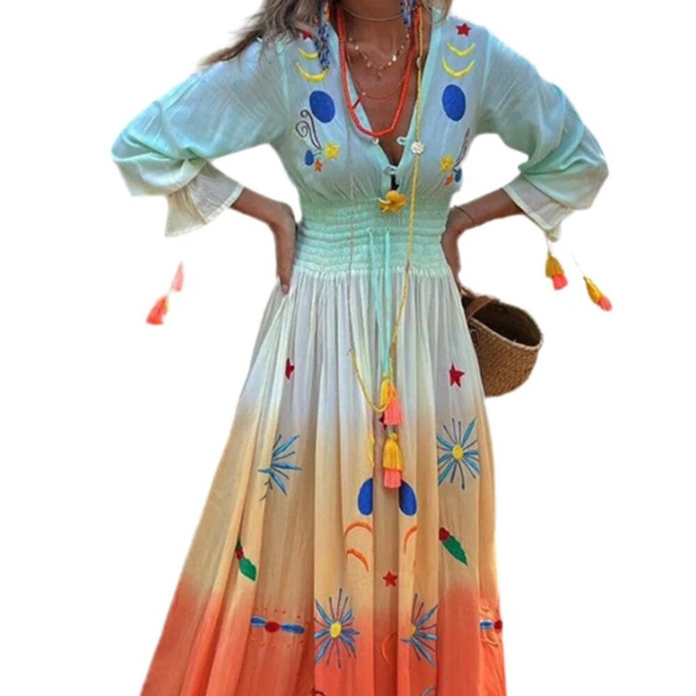 BOHEMIAN OMBRE PRINTED MAXI DRESS